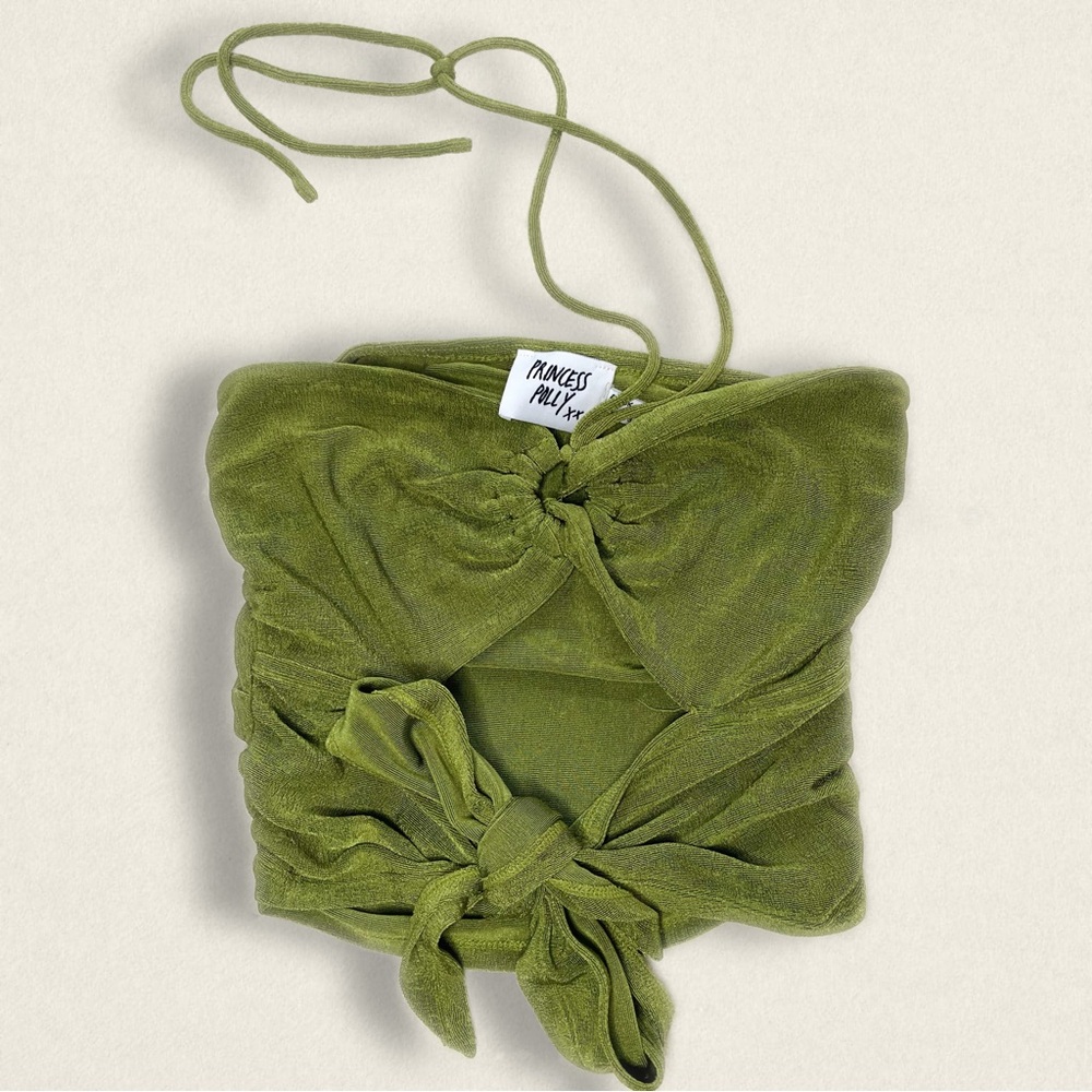princess polly green halter neck crop top